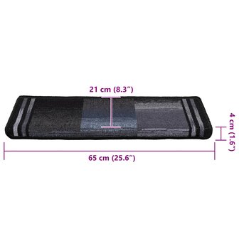 Trapmatten zelfklevend 5 st 65x21x4 cm zwart en grijs 8