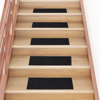 15 st Trapmatten zelfklevend rechthoekig 60x25 cm zwart 1