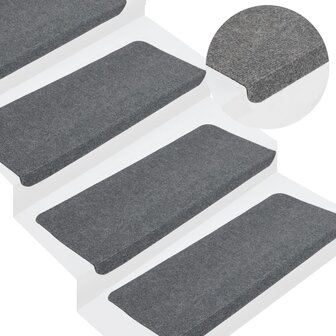 Trapmatten zelfklevend 15 st 65x24,5x3,5 cm grijs 1