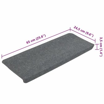 Trapmatten zelfklevend 15 st 65x24,5x3,5 cm grijs 8