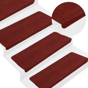 Trapmatten zelfklevend 15 st 65x24,5x3,5 cm rood 1