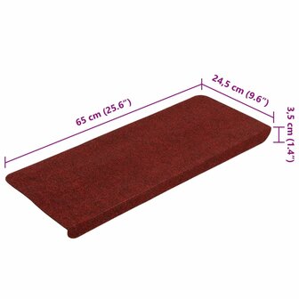 Trapmatten zelfklevend 15 st 65x24,5x3,5 cm rood 8