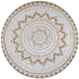 Tapijt met print rond 90 cm gevlochten jute 1