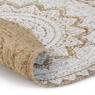 Tapijt met print rond 90 cm gevlochten jute 2
