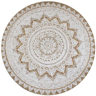 Tapijt met print rond 150 cm gevlochten jute 1