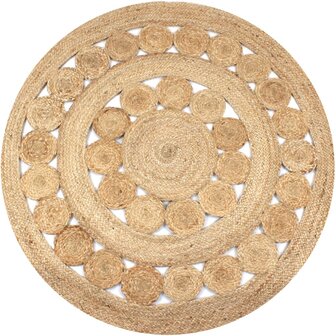 Tapijt met ontwerp rond 120 cm gevlochten jute 1