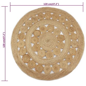 Tapijt met ontwerp rond 120 cm gevlochten jute 6