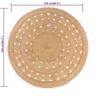 Tapijt met ontwerp rond 240 cm gevlochten jute 6