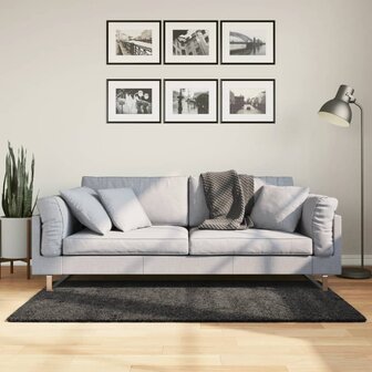 Vloerkleed PAMPLONA shaggy hoogpolig modern 80x150 cm antraciet 1