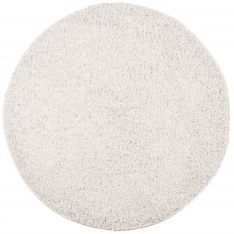 Vloerkleed PAMPLONA shaggy hoogpolig modern &Oslash; 80 cm cr&egrave;mekleur 2