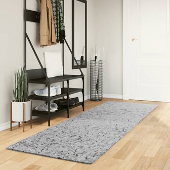 Vloerkleed PAMPLONA shaggy hoogpolig modern 80x250 cm grijs 1