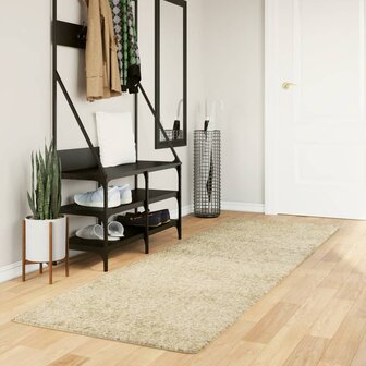 Vloerkleed PAMPLONA shaggy hoogpolig modern 80x250 cm goudkleur 1
