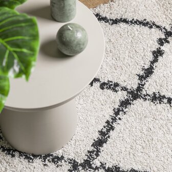 Vloerkleed PAMPLONA shaggy hoogpolig 60x110 cm cr&egrave;me en zwart 7
