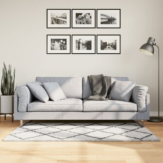 Vloerkleed PAMPLONA shaggy hoogpolig 80x150 cm cr&egrave;me en zwart 1