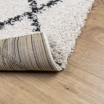 Vloerkleed PAMPLONA shaggy hoogpolig 80x150 cm cr&egrave;me en zwart 5