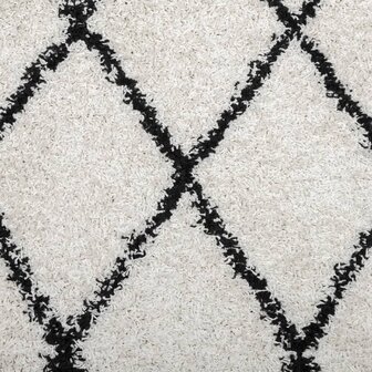 Vloerkleed PAMPLONA shaggy hoogpolig 80x150 cm cr&egrave;me en zwart 9