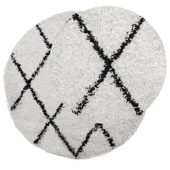 Vloerkleed PAMPLONA shaggy hoogpolig &Oslash; 120 cm cr&egrave;me en zwart 3