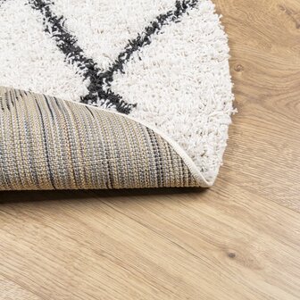 Vloerkleed PAMPLONA shaggy hoogpolig &Oslash; 120 cm cr&egrave;me en zwart 5