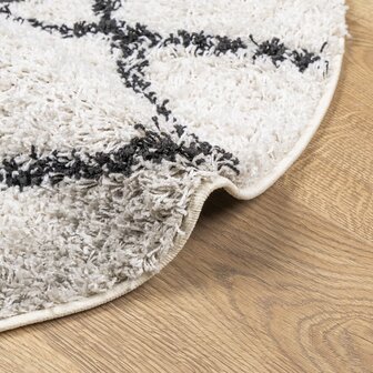Vloerkleed PAMPLONA shaggy hoogpolig &Oslash; 120 cm cr&egrave;me en zwart 6