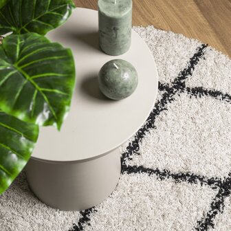 Vloerkleed PAMPLONA shaggy hoogpolig &Oslash; 120 cm cr&egrave;me en zwart 7