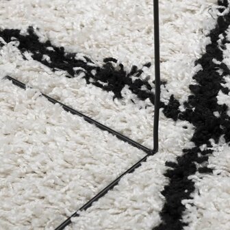 Vloerkleed PAMPLONA shaggy hoogpolig &Oslash; 120 cm cr&egrave;me en zwart 8