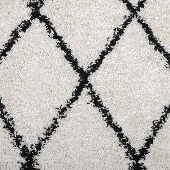 Vloerkleed PAMPLONA shaggy hoogpolig &Oslash; 120 cm cr&egrave;me en zwart 9