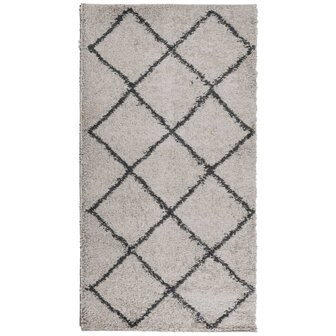 Vloerkleed shaggy hoogpolig modern 60x110 cm beige en antraciet 2