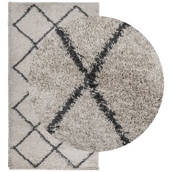 Vloerkleed shaggy hoogpolig modern 60x110 cm beige en antraciet 3