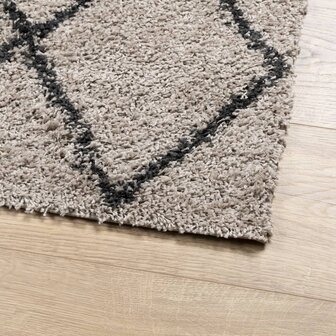 Vloerkleed shaggy hoogpolig modern 60x110 cm beige en antraciet 4
