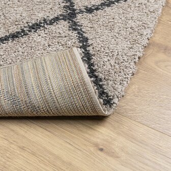 Vloerkleed shaggy hoogpolig modern 60x110 cm beige en antraciet 5