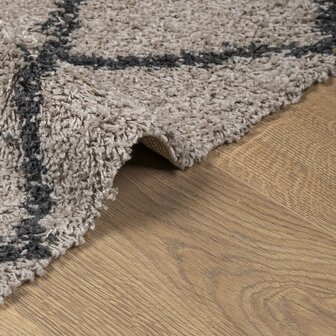 Vloerkleed shaggy hoogpolig modern 60x110 cm beige en antraciet 6