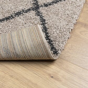 Vloerkleed PAMPLONA shaggy hoogpolig 80x200 cm beige antraciet 5