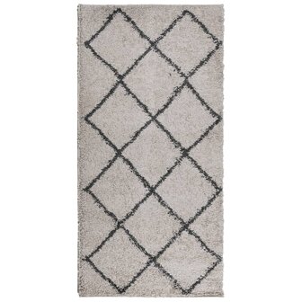 Vloerkleed PAMPLONA shaggy hoogpolig 100x200 cm beige antraciet 2