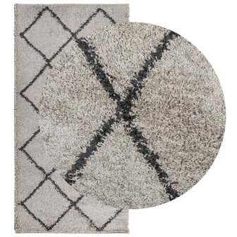 Vloerkleed PAMPLONA shaggy hoogpolig 100x200 cm beige antraciet 3