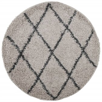 Vloerkleed PAMPLONA shaggy hoogpolig &Oslash; 100 cm beige antraciet 2