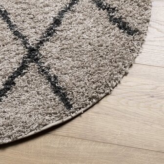 Vloerkleed PAMPLONA shaggy hoogpolig &Oslash; 100 cm beige antraciet 4