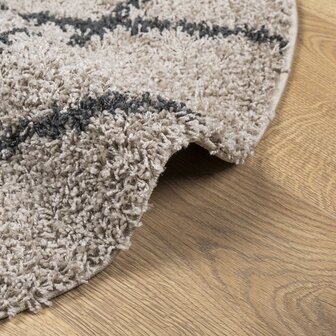 Vloerkleed PAMPLONA shaggy hoogpolig &Oslash; 100 cm beige antraciet 6