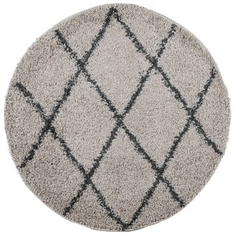 Vloerkleed PAMPLONA shaggy hoogpolig &Oslash; 120 cm beige antraciet 2