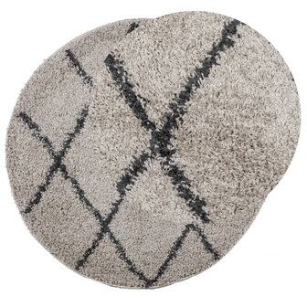 Vloerkleed PAMPLONA shaggy hoogpolig &Oslash; 120 cm beige antraciet 3