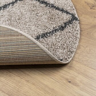 Vloerkleed PAMPLONA shaggy hoogpolig &Oslash; 120 cm beige antraciet 5