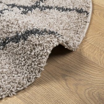 Vloerkleed PAMPLONA shaggy hoogpolig &Oslash; 120 cm beige antraciet 6
