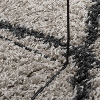 Vloerkleed PAMPLONA shaggy hoogpolig &Oslash; 120 cm beige antraciet 8
