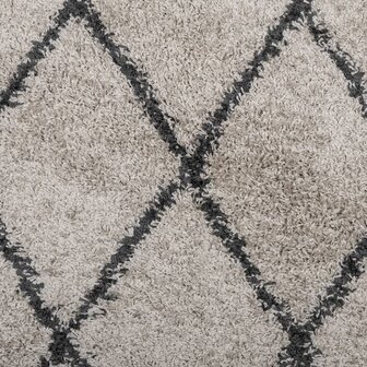 Vloerkleed PAMPLONA shaggy hoogpolig &Oslash; 120 cm beige antraciet 9