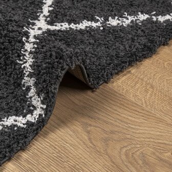 Vloerkleed PAMPLONA shaggy hoogpolig 60x110 cm cr&egrave;me en zwart 6