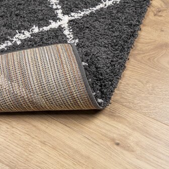 Vloerkleed PAMPLONA shaggy hoogpolig 80x150 cm zwart en cr&egrave;me 5