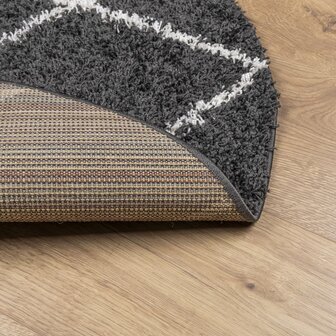Vloerkleed shaggy hoogpolig modern &Oslash; 80 cm zwart en cr&egrave;me 5