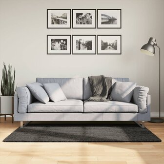 Vloerkleed ISTAN hoogpolig glanzend 80x150 cm antracietkleurig 1