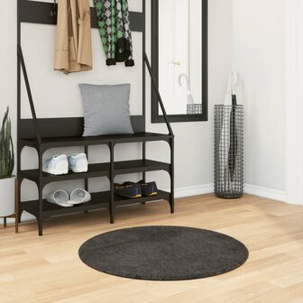 Vloerkleed ISTAN hoogpolig glanzend &Oslash; 80 cm antracietkleurig 1