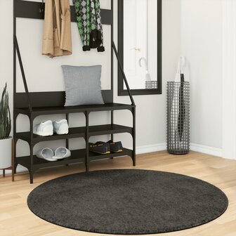 Vloerkleed ISTAN hoogpolig glanzend &Oslash; 120 cm asntracietkleurig 1