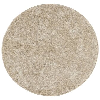 Vloerkleed ISTAN hoogpolig glanzend &Oslash; 80 cm beige 2